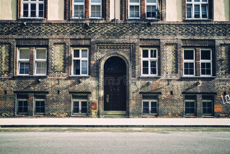 Front View Of Old Brownstone Building Stock Image Image Of America