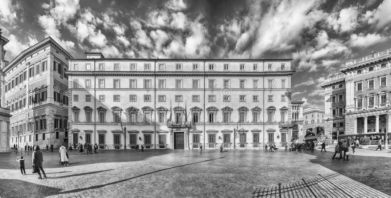 Facade of Palazzo Chigi, Iconic Building in Central Rome, Italy ...