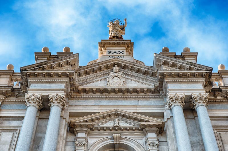 Facade of the Shrine of Our Lady of the Rosary of Pompei, Italy. Facade of the Shrine of Our Lady of the Rosary of Pompei, Italy