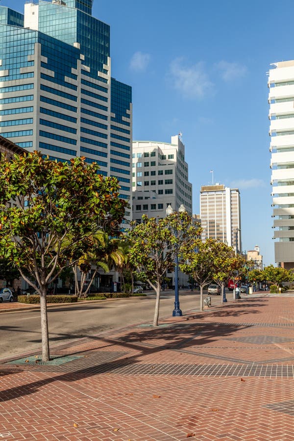 Facade of Smodern Kyscraper Downtown in in San Diego, USA Editorial