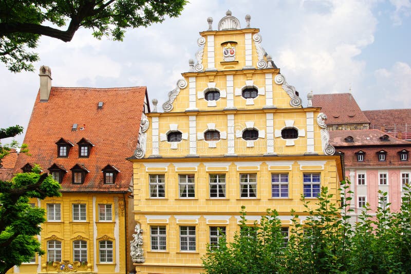 Facades of Houses in Bamberg, Bavaria Stock Photo Image of blue