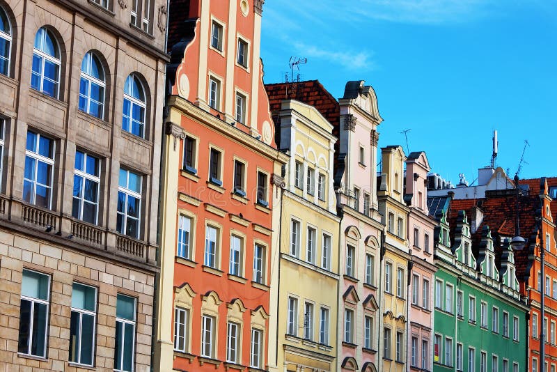 Row Houses on Market Square in Wroclaw, Poland Stock Photo Image of