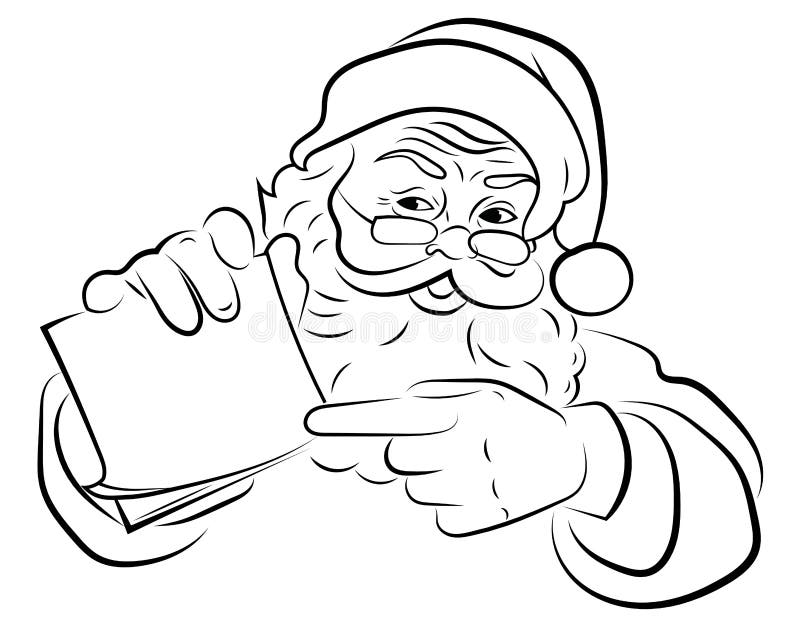 Faccia di Babbo Natale Ritratto di Babbo Natale Modello di natale bianco nero Tracciate la testa di Babbo Natale Tatoo royalty illustrazione gratis