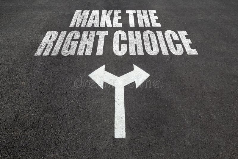 Make the right choice concept, two direction arrows on asphalt. Make the right choice concept, two direction arrows on asphalt.