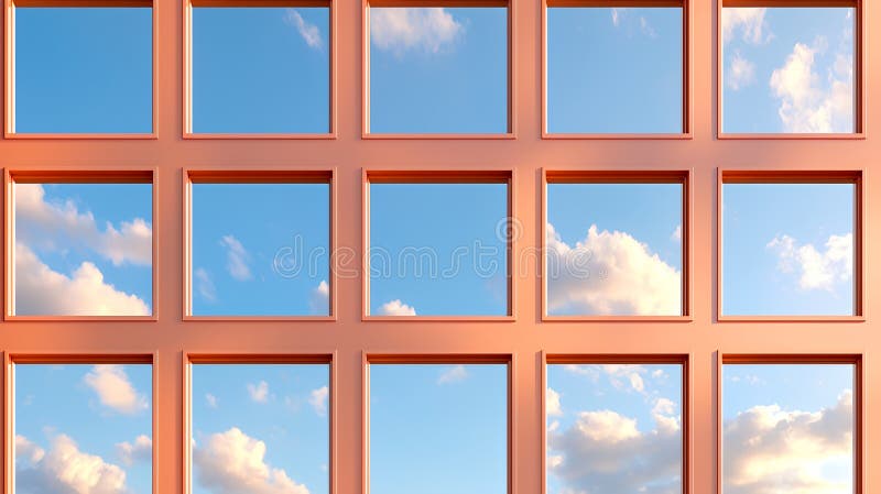 Facciata corallina con finestre e cielo illustrazione di stock