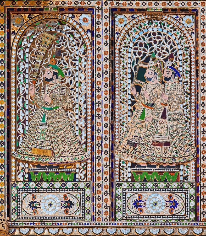 Facciata decorata nel palazzo della citt? di Udaipur, Ragiastan, India fotografie stock Facciata decorata nel palazzo della citt? di Udaipur, Ragiastan, India fotografie stock