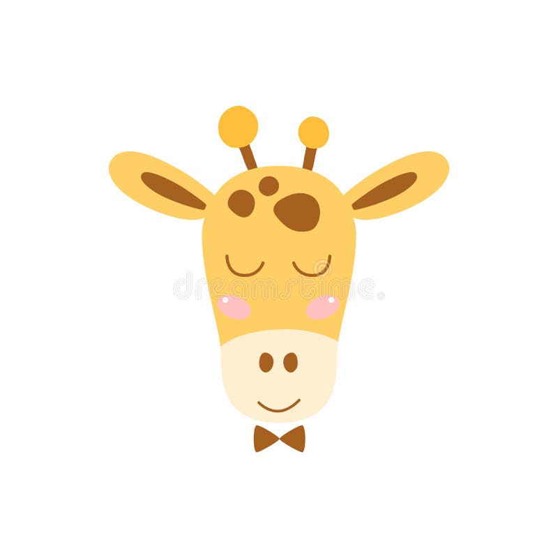 Faccina di giraffa. bambini semplici foto di una testa di animale safari per bambini in tenera età stampano immagini africane di a illustrazione di stock