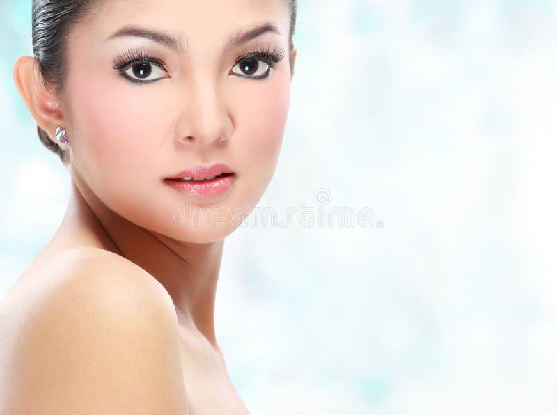 Face asiática bonita da mulher foto de stock Face asiática bonita da mulher foto de stock