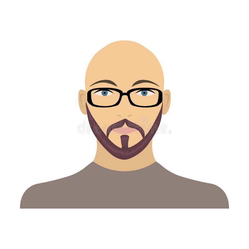 The Face of a Bald Man with Glasses, with a Beard and Mustache. the Face of  a Man Single Icon in Cartoon Style Vector Stock Vector - Illustration of  appearance, glasses: 98396977