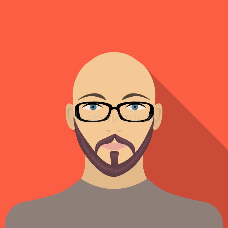 The Face of a Bald Man with Glasses, with a Beard and Mustache. the Face of  a Man Single Icon in Flat Style Vector Stock Vector - Illustration of bald,  head: 98467156