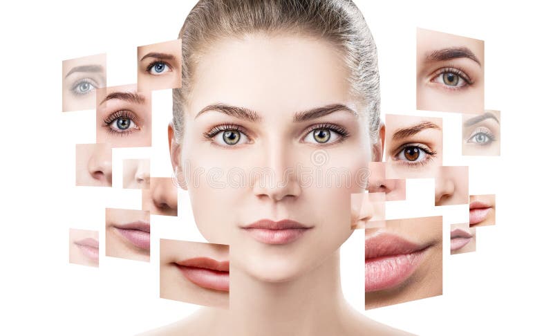 Face of beautiful woman pictured of different parts. stock images Face of beautiful woman pictured of different parts. stock images