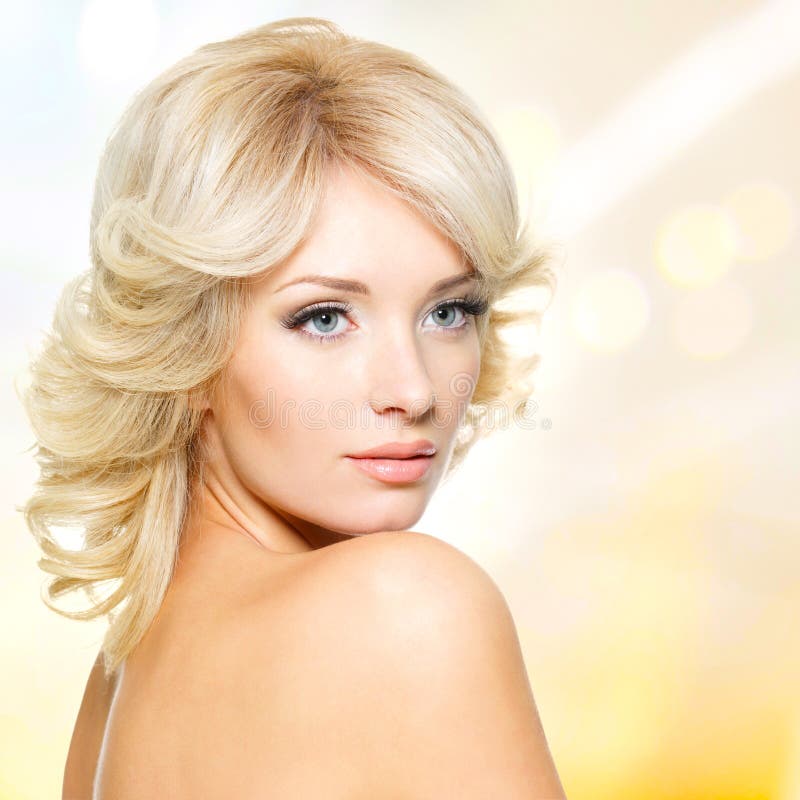 Face Of Beautiful Woman With White  Hair  Stock Photo 