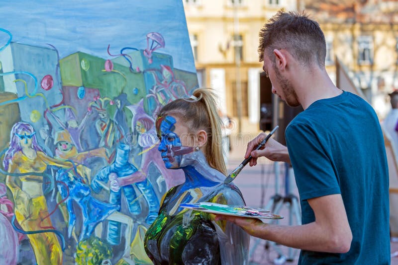 Face and body painting of a woman