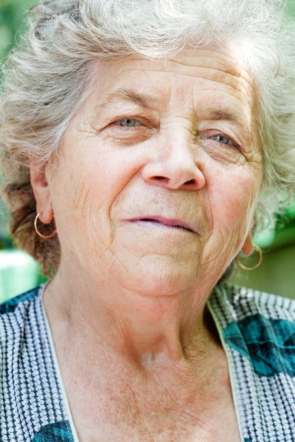 Face of Charming Senior Old Woman Stock Photo - Image of gray, closeup