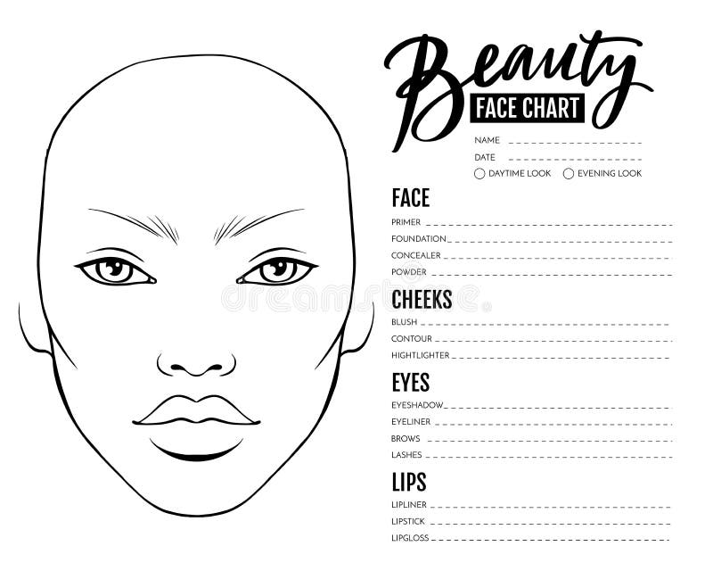 Face Chart Blank. Makeup Artist Vector Template Stock Vector ...