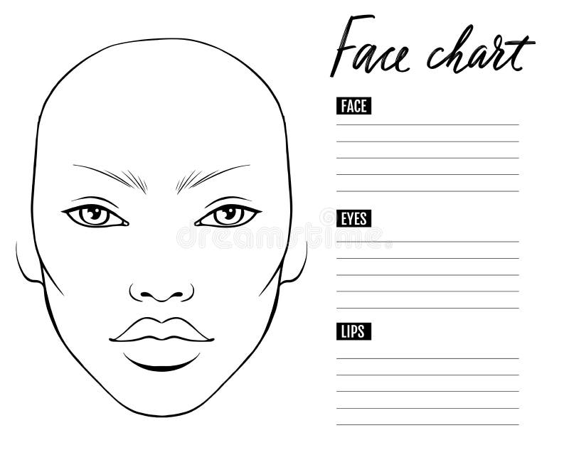 Face Chart Blank. Makeup Artist Vector Template Stock Vector ...