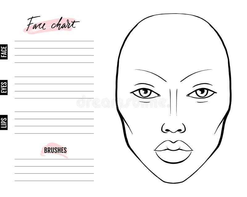 Face Chart Blank Makeup Artist Vector Template Stock Vector