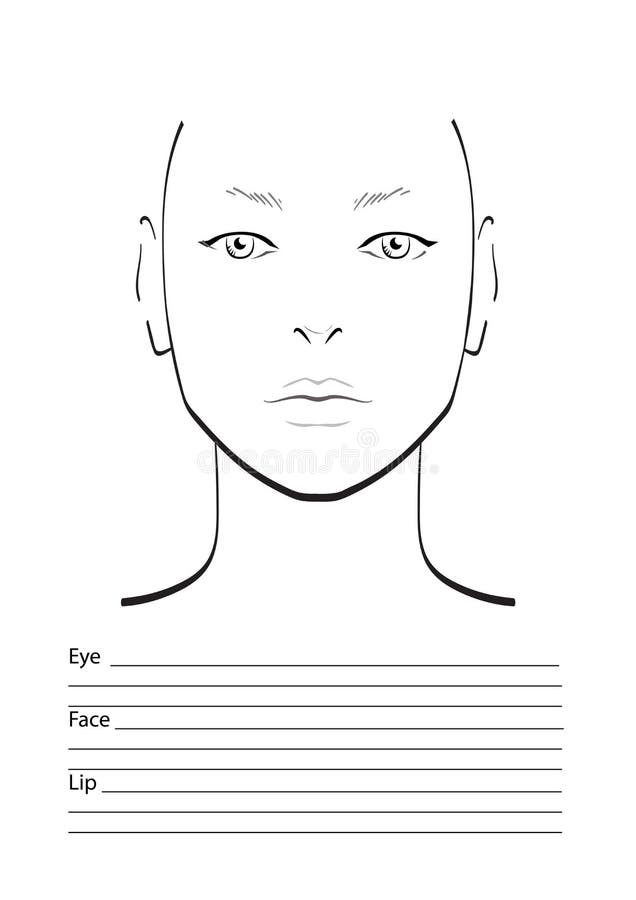 Face Chart Makeup Artist Blank. Template Stock Illustration ...