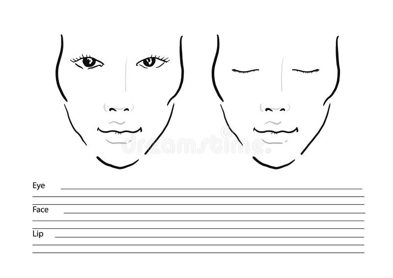 Beautiful Woman Portrait Face Chart Makeup Artist Blank Template Stock  Illustration - Download Image Now - iStock