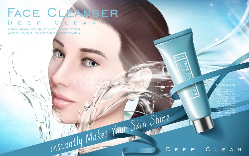 Face Cleanser in a Pump Container Vector Illustration. Means for