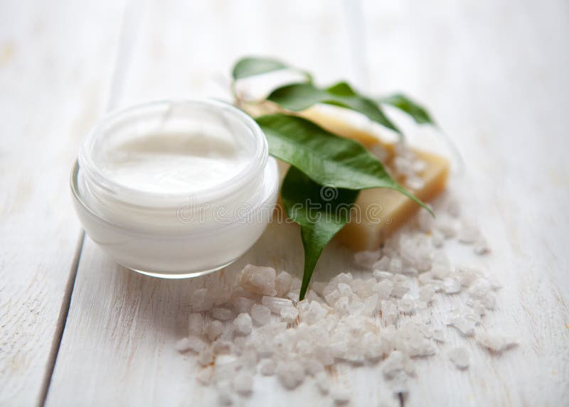 Face cream with sea salt stock image. Image of massage 50483109