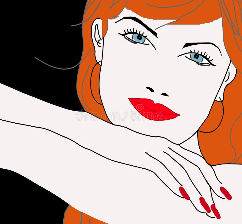 Rosto de uma linda rapariga ruiva ilustração stock