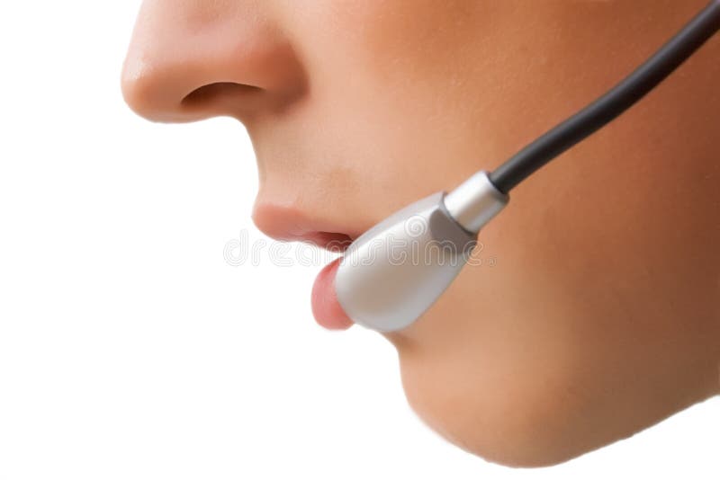 Face e microfone fotografia de stock