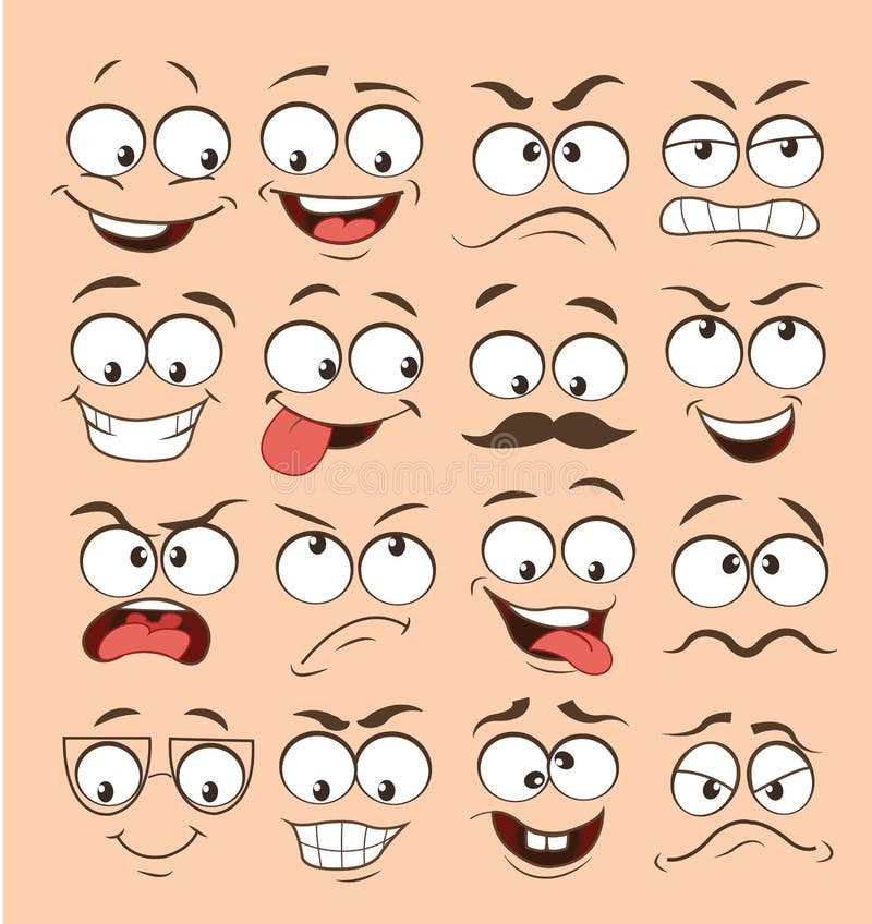 Face Expression Set. Vector Illustration Emoticon Cartoon.cute ...