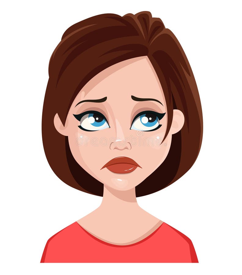 Face Expression of a Woman â€“ Sad, Unhappy Stock Vector - Illustration of  emotional, cartoon: 103774078