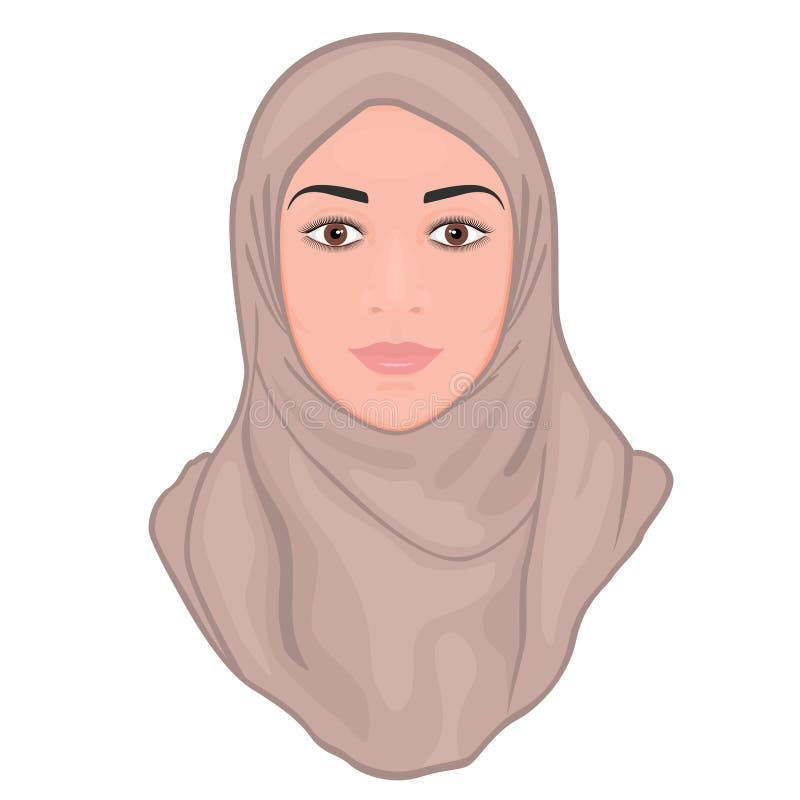 Face Front_Muslim Woman in Pink Hijab Copy Stock Vector - Illustration ...