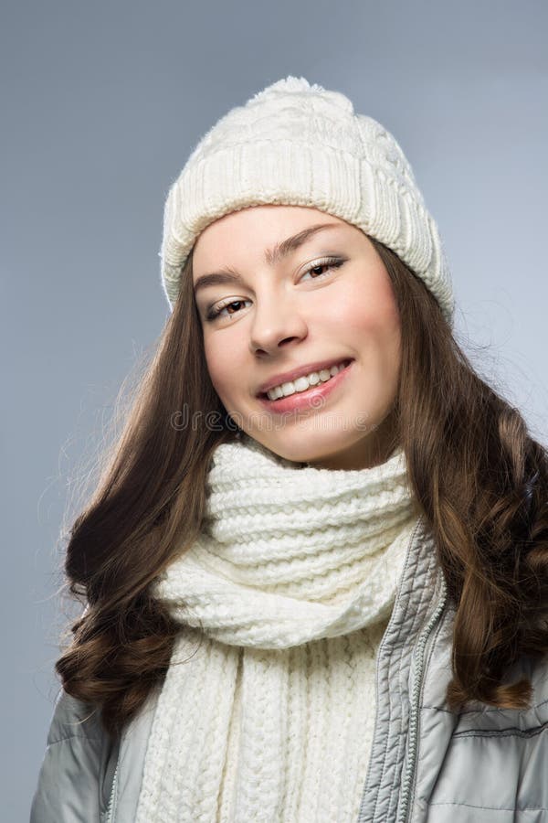 Face girl in winter hat stock photo. Image of lady, studio 36916800