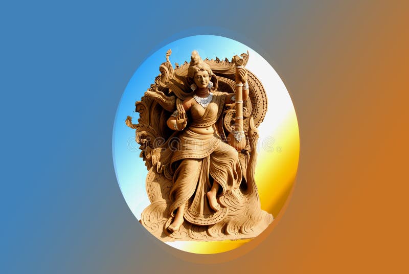 Face of Goddess Saraswati at purulia , West Bengal, India. Face of Goddess Saraswati at purulia , Kolkata, West Bengal, India. Saraswati is Hindu goddess of royalty free stock photo