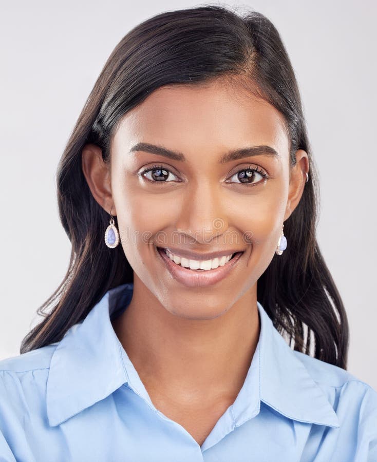 Face Happy And Portrait Of Indian Woman Relax Feeling Confident Smile