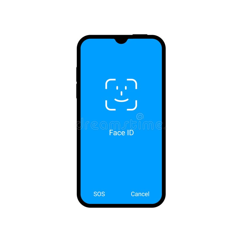 Face ID facial recognition user verification. Phone face scan biometric concept royalty free illustration