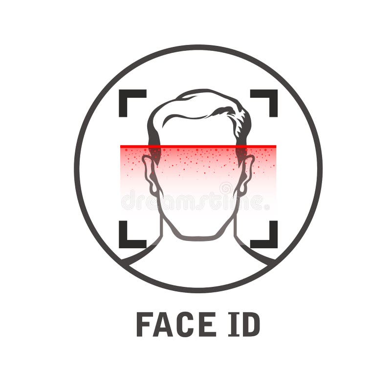 Face id scanner logo with check mark Royalty Free Vector