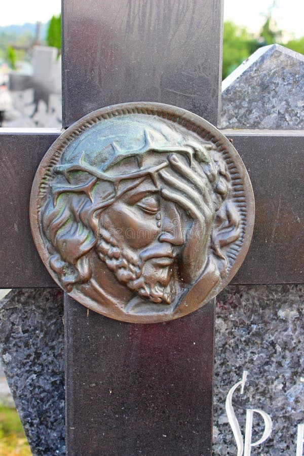 Face of Jesus, Old Statue in Cemetery Stock Photo - Image of cemetery ...