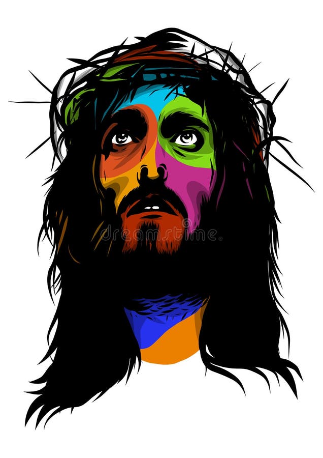 Face of Jesus in Pop Art Vector Style Stock Vector - Illustration of ...