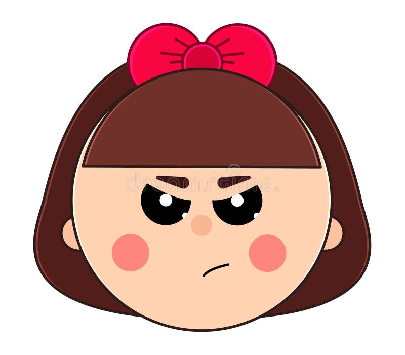 Face Of Little Angry Girl With Short Hair And Cute Bow