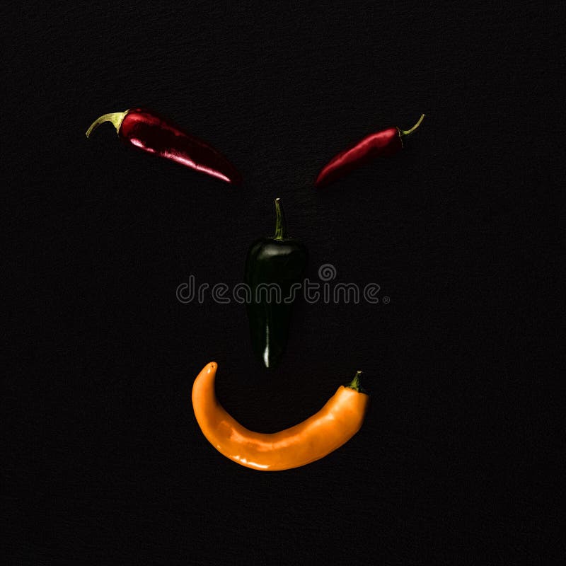 Face Made from Different Chili Peppers Stock Photo Image of face