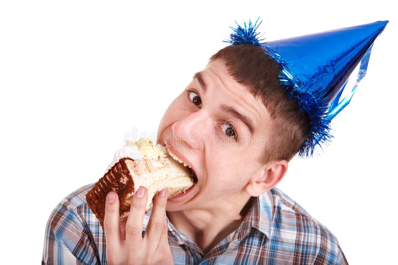 Face of man eating cake. stock image. Image of beautiful 15309449