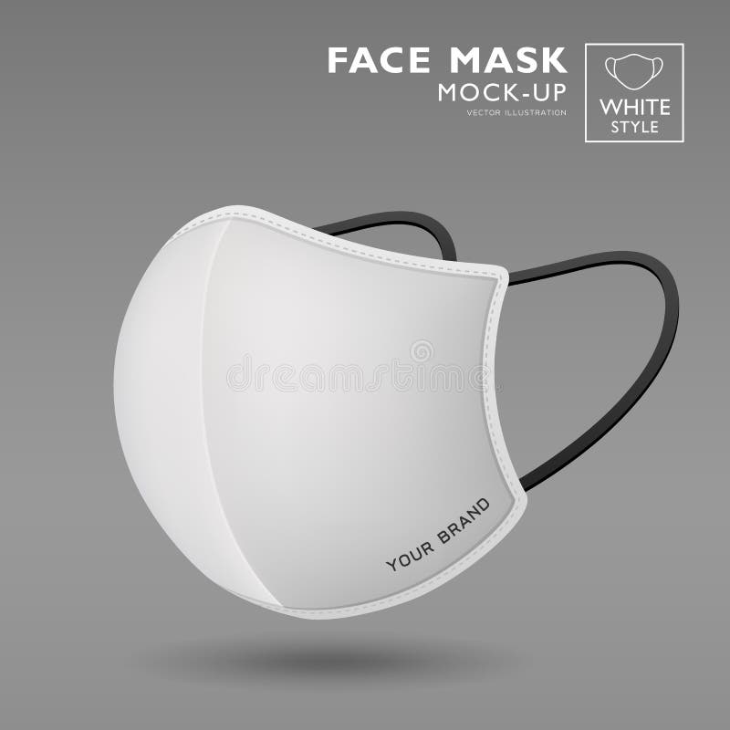 Download Face Mask Fabric White Color Mock Up Side View, Realistic ...