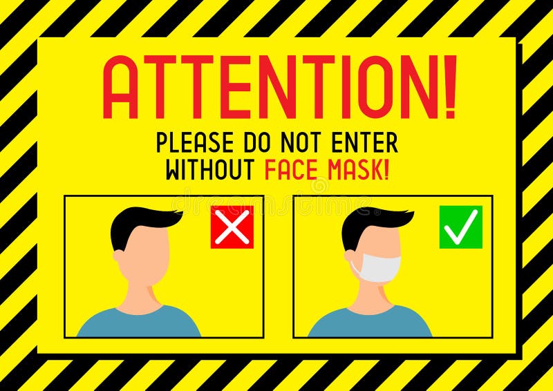 Face mask required - Covid-19, SARS-CoV-2 virus vector illustration