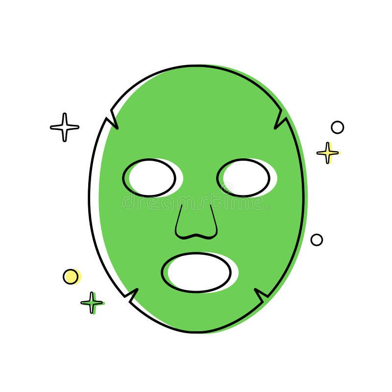 Face Mask Sheet, Skin Care Icon. Beauty Linear Image on White