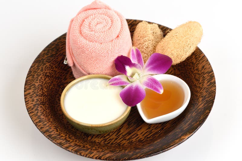 Face Mask with yogurt and honey. stock photos Face Mask with yogurt and honey. stock photos