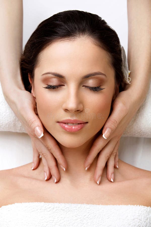 Face Massage L Woman Getting Spa Treatment Stock Image Image Of