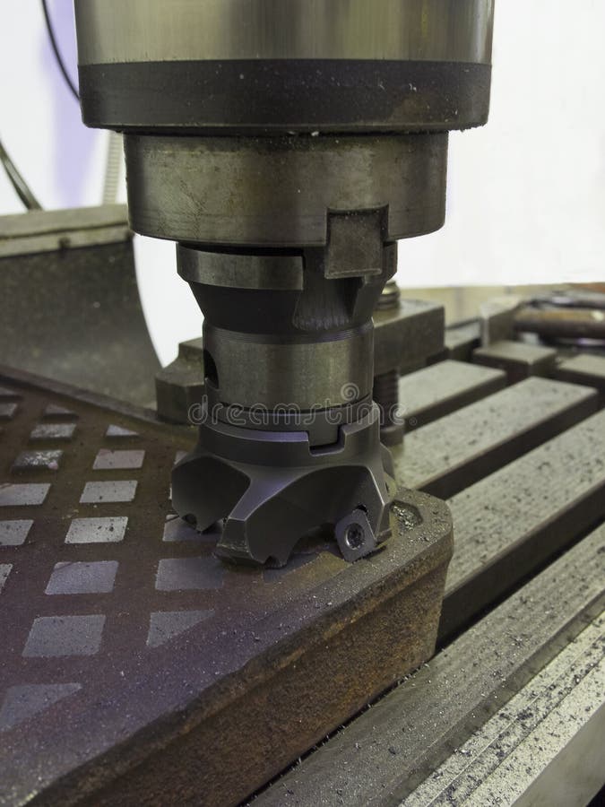 Face Milling Tools Ready To Work on a Metal Plate Stock Image Image