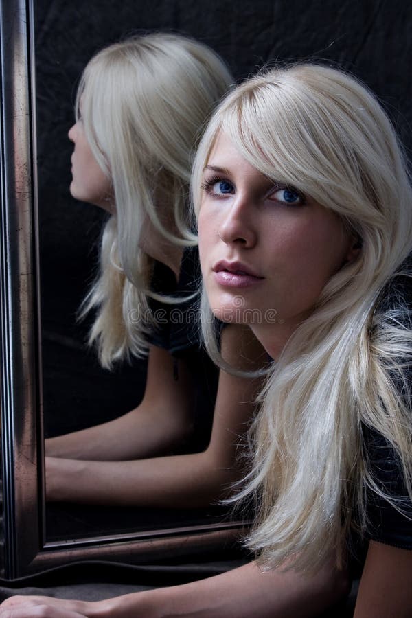 Face in mirror stock photo. Image of sensuality, cosmetics 5003496