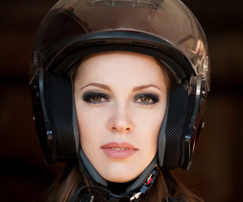 Face Motorcycle Helmet, Close Up Stock Image - Image of freedom, lady