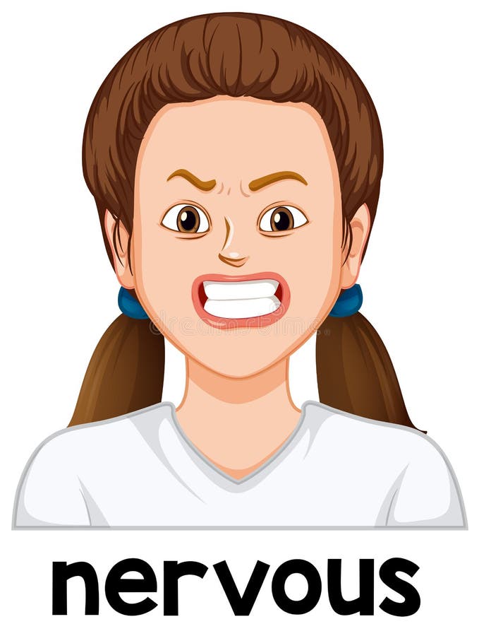 A face of nervous girl stock vector. Illustration of hair - 139070602