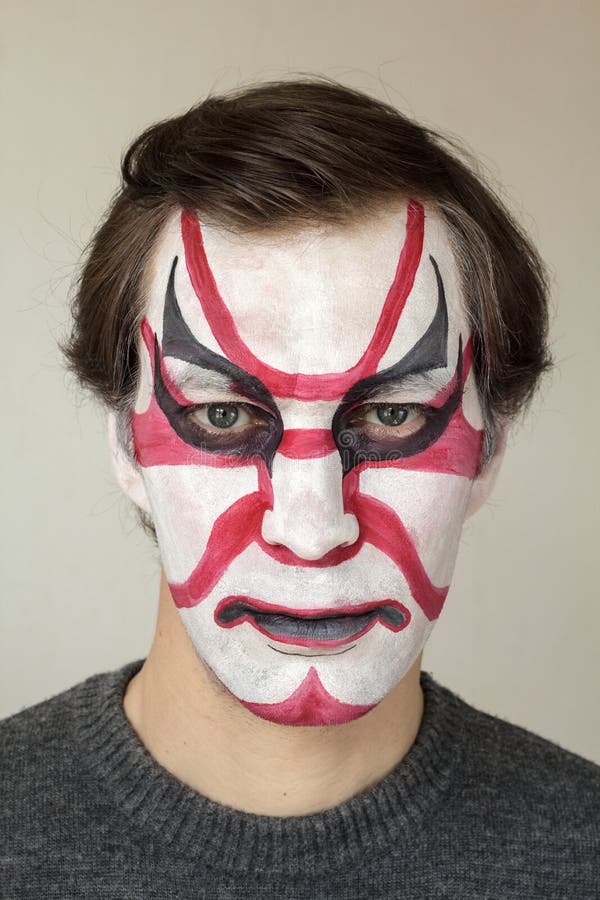 Face painting kabuki stock image. Image of kabuki, silver - 53086153